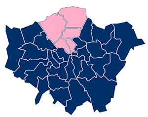 Image map of North Central London boundary Image map of North Central London boundary